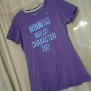 Nike Tee Shirt Purple with Blue Writing M Slim Fit